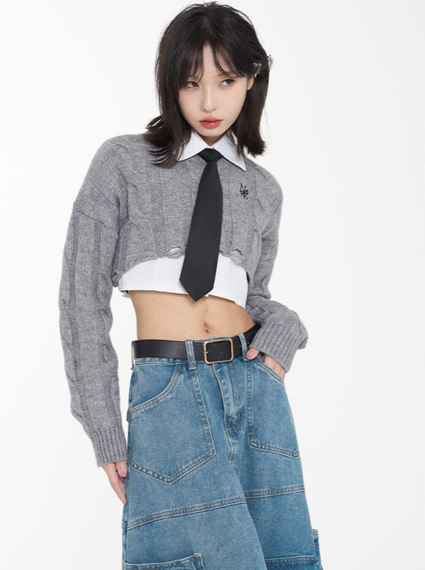 ショートツイストショートパターンセーター