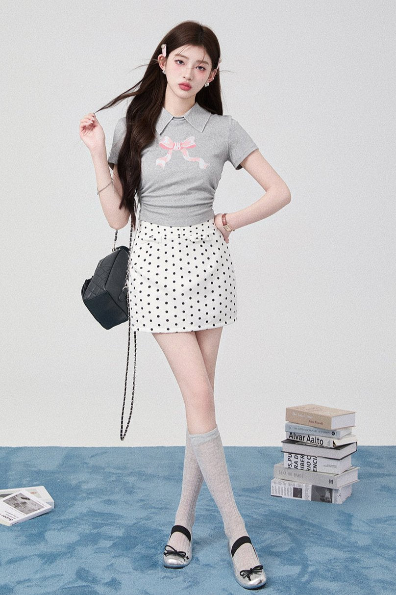 Bersatile Gray Polo T -shirt + short skirt