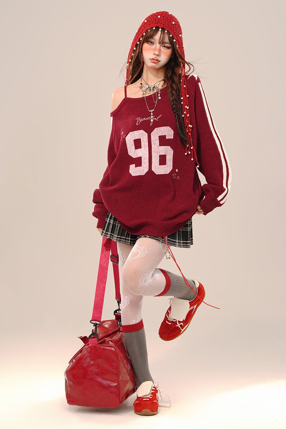 Over -size Slanted shoulder sweatshirt