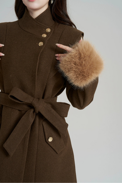 レトロウールンスタンドアップカラーコート