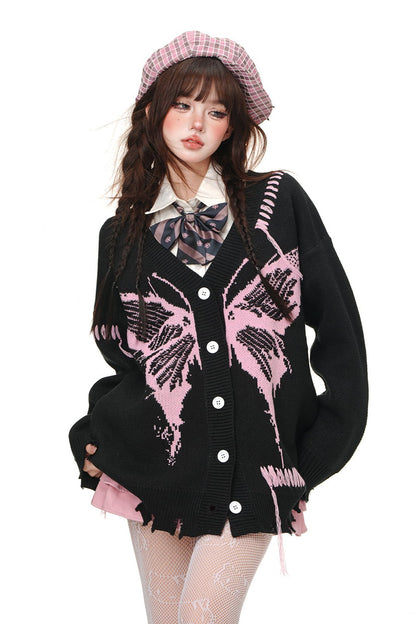 Art School Loose Knit Cardigan Jacket