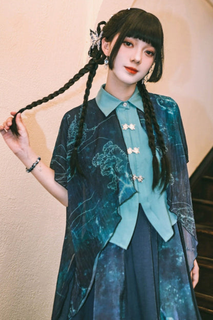 Double chiffon cotton shirt