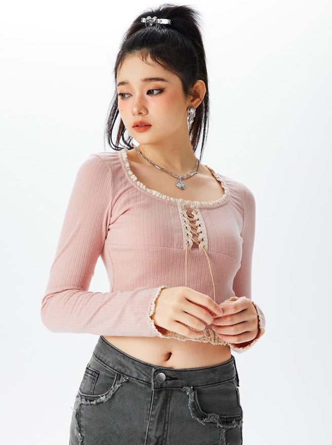 Race Strap Pin Clound Neck Tops