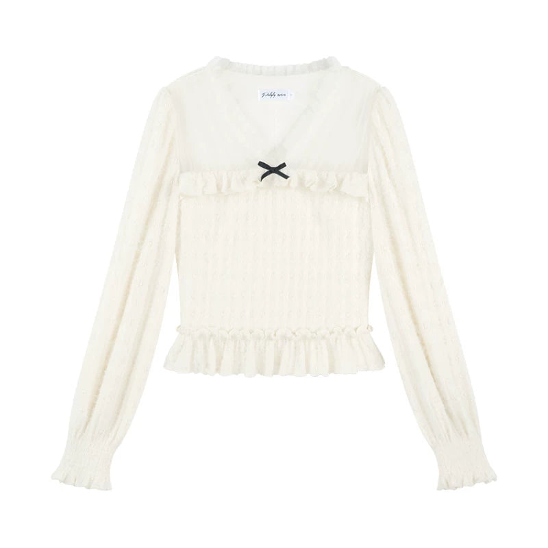 Unique Plush V-Neck Blouse