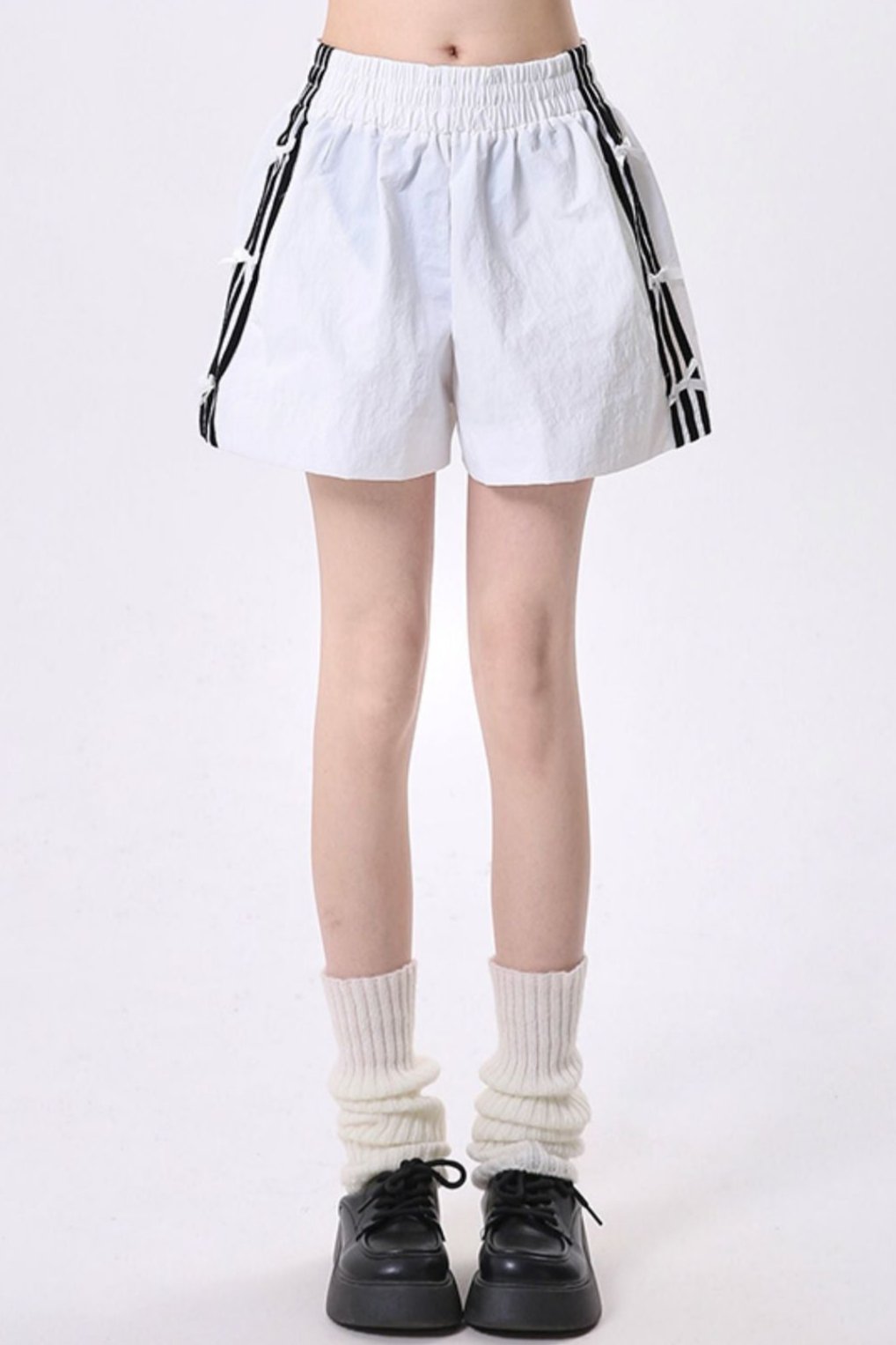 Retro Contrast Bow Wide Leg Shorts