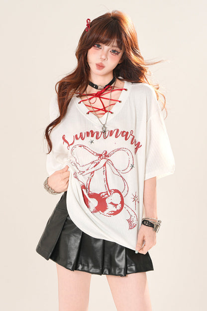 レザーシックアラインプリーツミニスカート