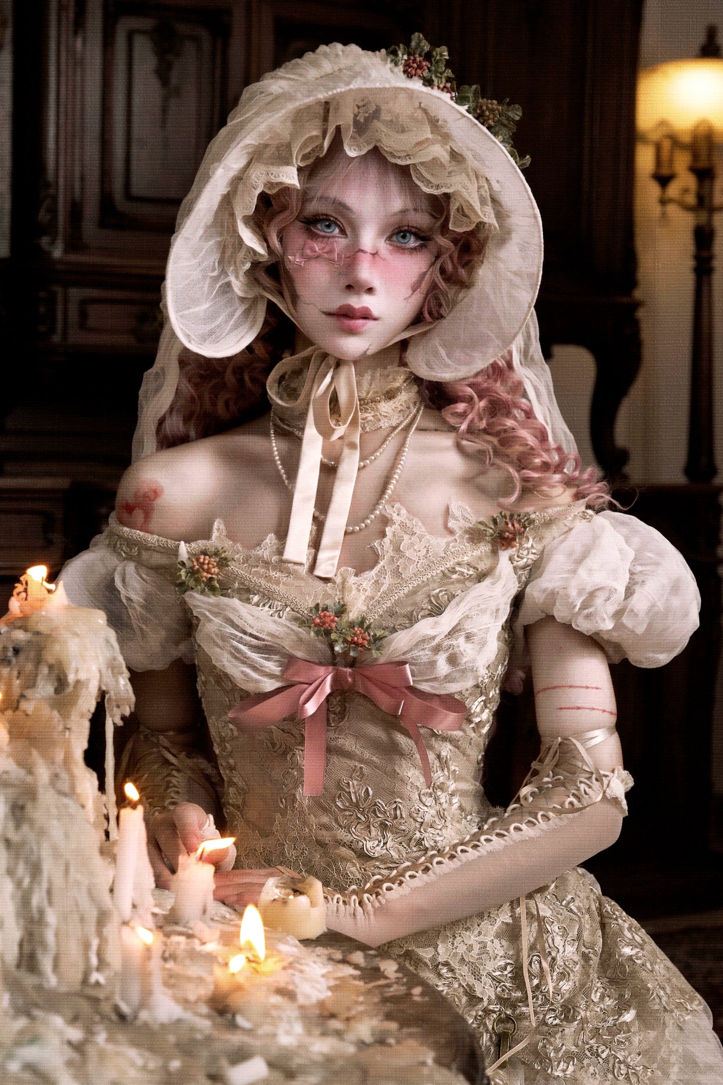 Edwardian Elegant One Shoulder Puff Sleeve Top + Leg Covers