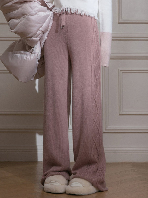 Lazy drape wool casual knit pants