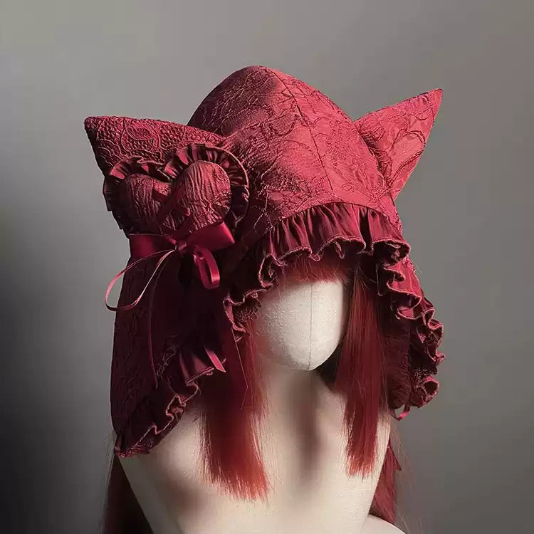 Cat Ear Hat + Dark Punk Halter Ribbon Bustier Dress Setup