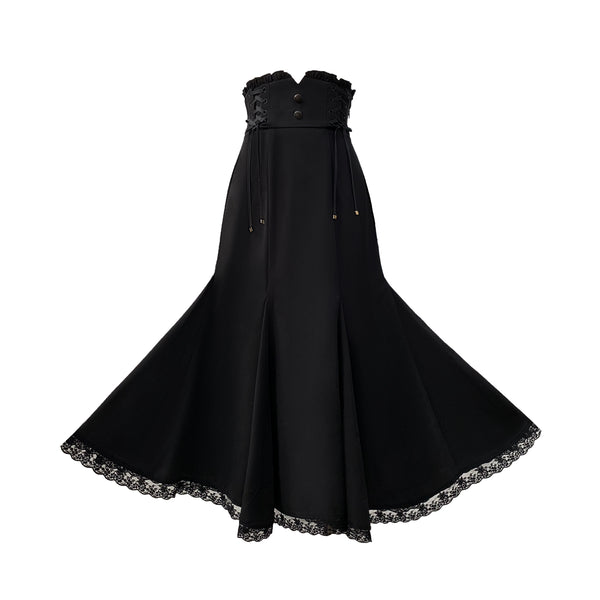 Ribbon Off-the-shoulder Shirt + Elegant Mermaid Skirt