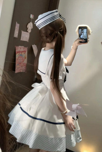 [Vorbestellartikel] Marine-Streifen-Sailor-Lolita-Serie Sailor-Schleifenhut