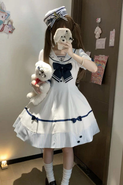 [Vorbestellartikel] Marine-Streifen-Sailor-Lolita-Serie Sailor-Schleifenhut