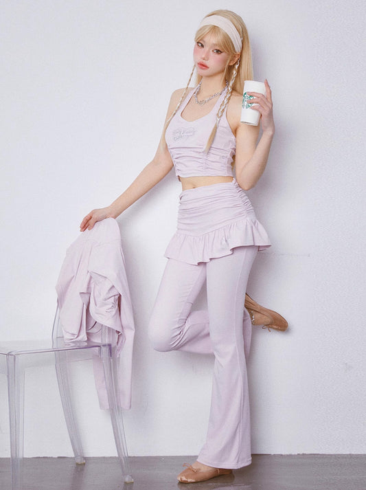 GirlyFancyClub Yoga Wind Girl* 高弹舒适修身清凉运动休闲三件套