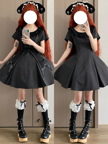 Elegant Gothic Punk Dress Setup Full Set