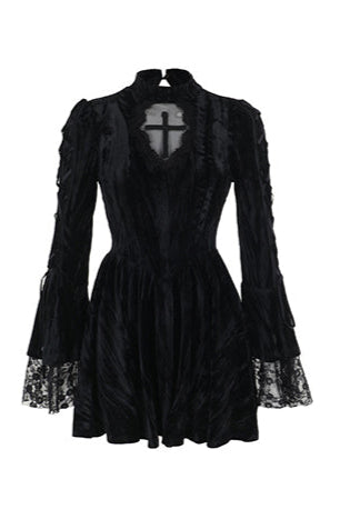 Retro Gothic Black Velvet Dress