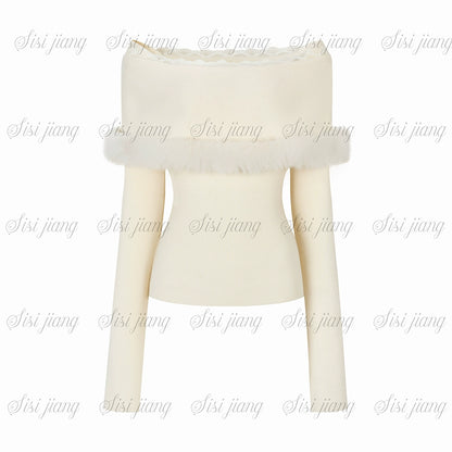 Elegant off-the-shoulder knit + mermaid skirt