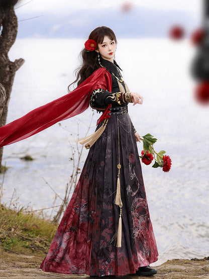 ファイヤーチャイナロングコート＋トップス＋ロングスカート