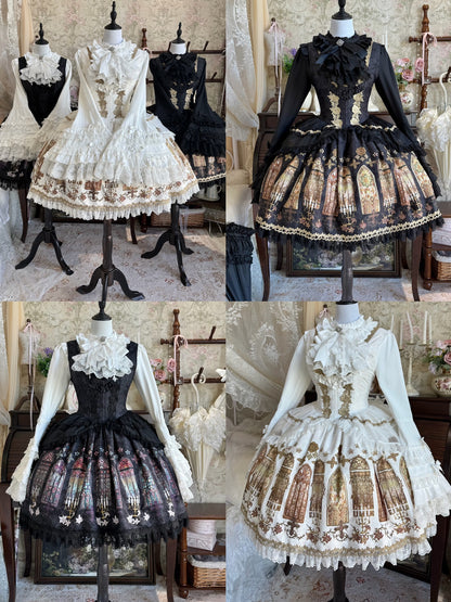 【9月28日予約締切】Gothic Lolita Stained Glass Lace Ruffle Corset JSK Dress