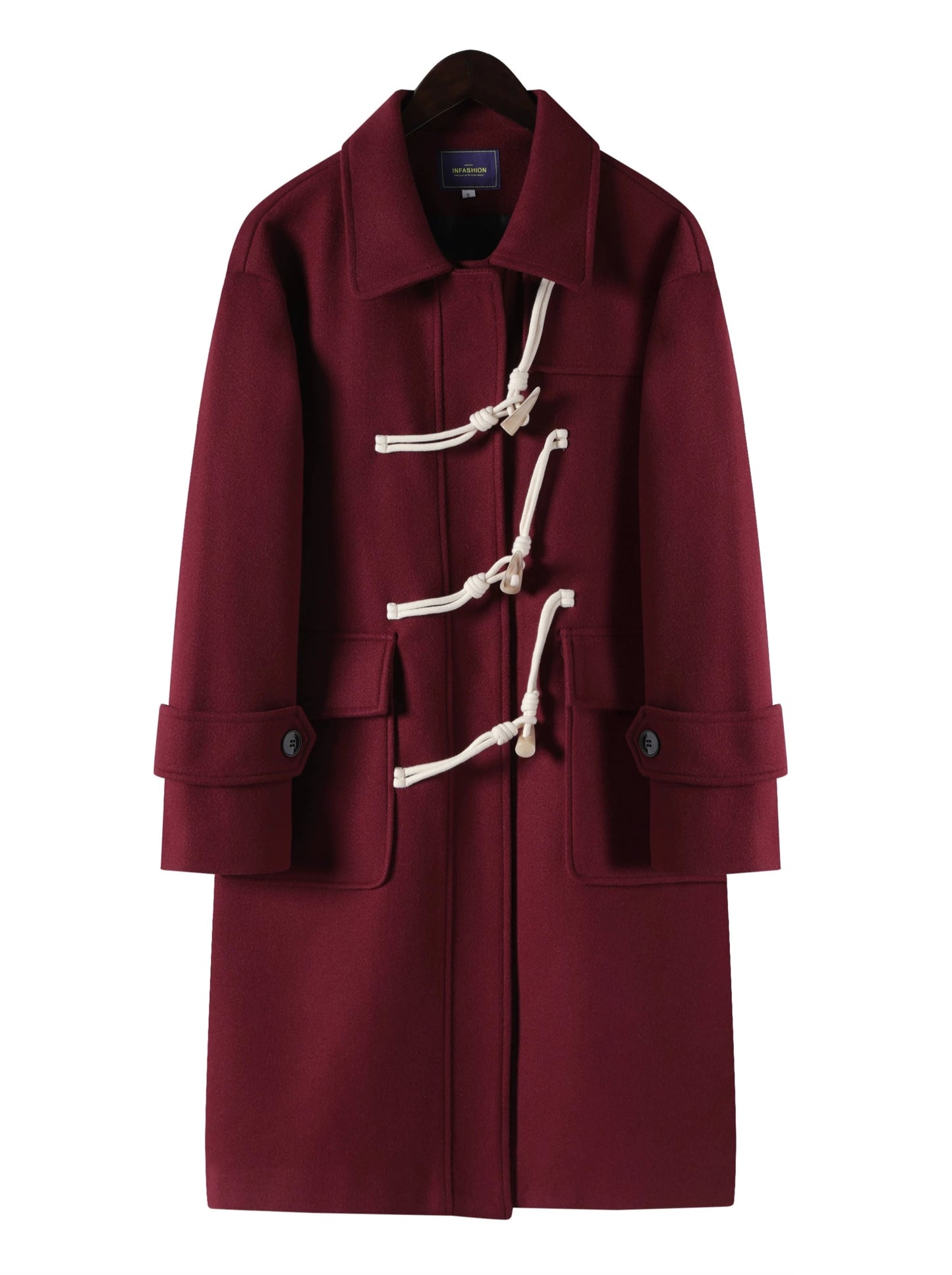 Strap retro high-end mid-length wool coat