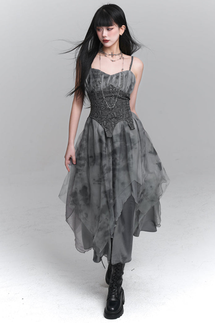 Ghost Girl Gray Suspender Dress