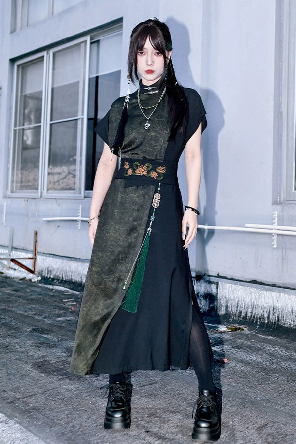 Vestido chino de moda de cintura alta