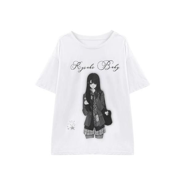 Schoolgirl Illustration Loose Top + Skirt