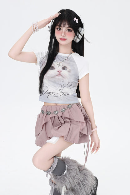 3-Style One-Shoulder Drawstring Top & Skirt