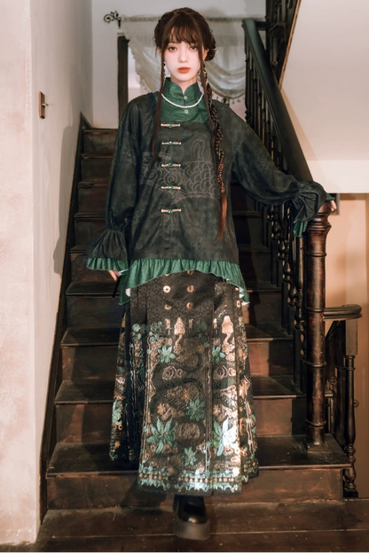 2 new products 81% off "Shengqing" new Chinese brocade horse face skirt women's design sense national style black snake print