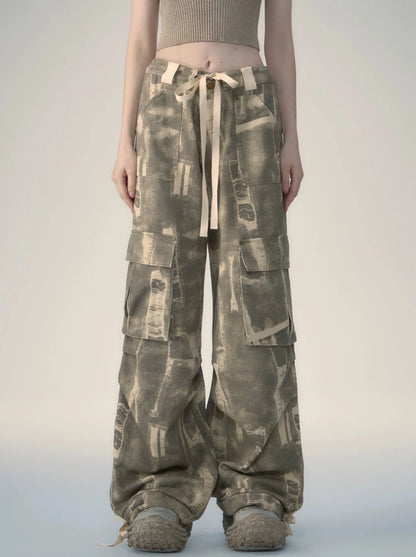 American Street Lace Apple Loose Camouflage Pants