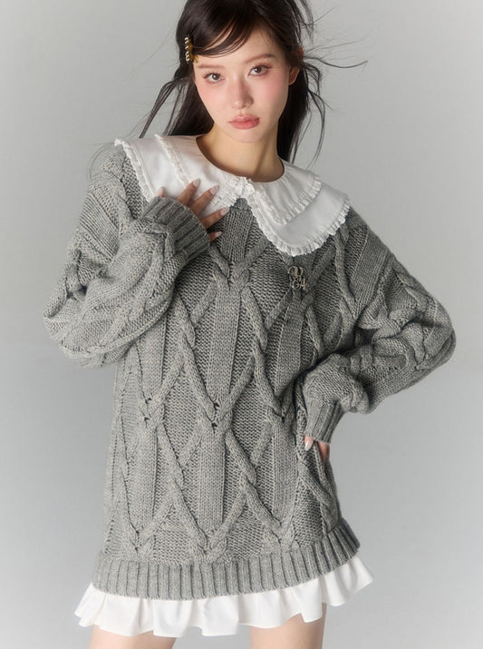 ビックカラーツイストセータートップス