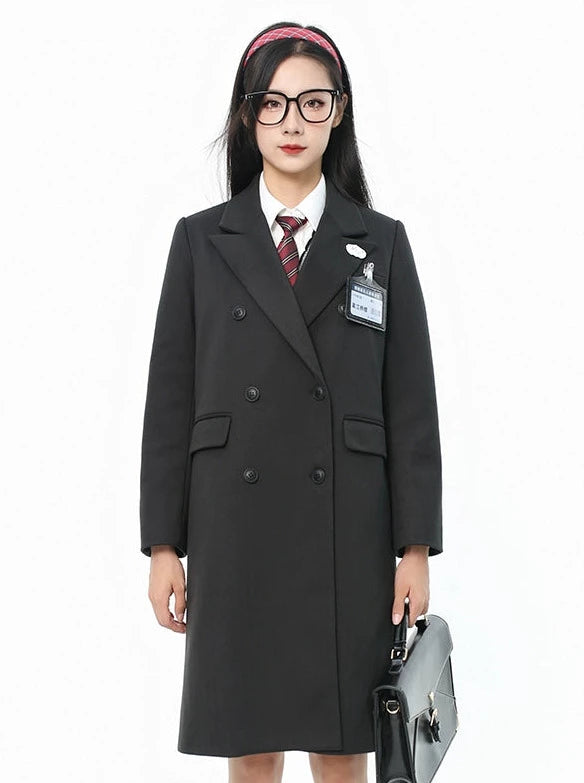 College Style High Wool Loose Coat