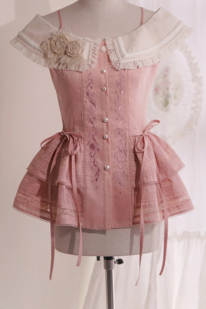 [Reservation product] French Rose Elegant Split Princess Dress Suit