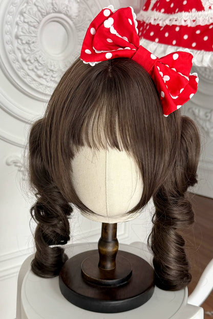 [Vorbestellung] Retro-Puppenartiges Lolita-Kleid + Haarband + Clip + Haube + Hut