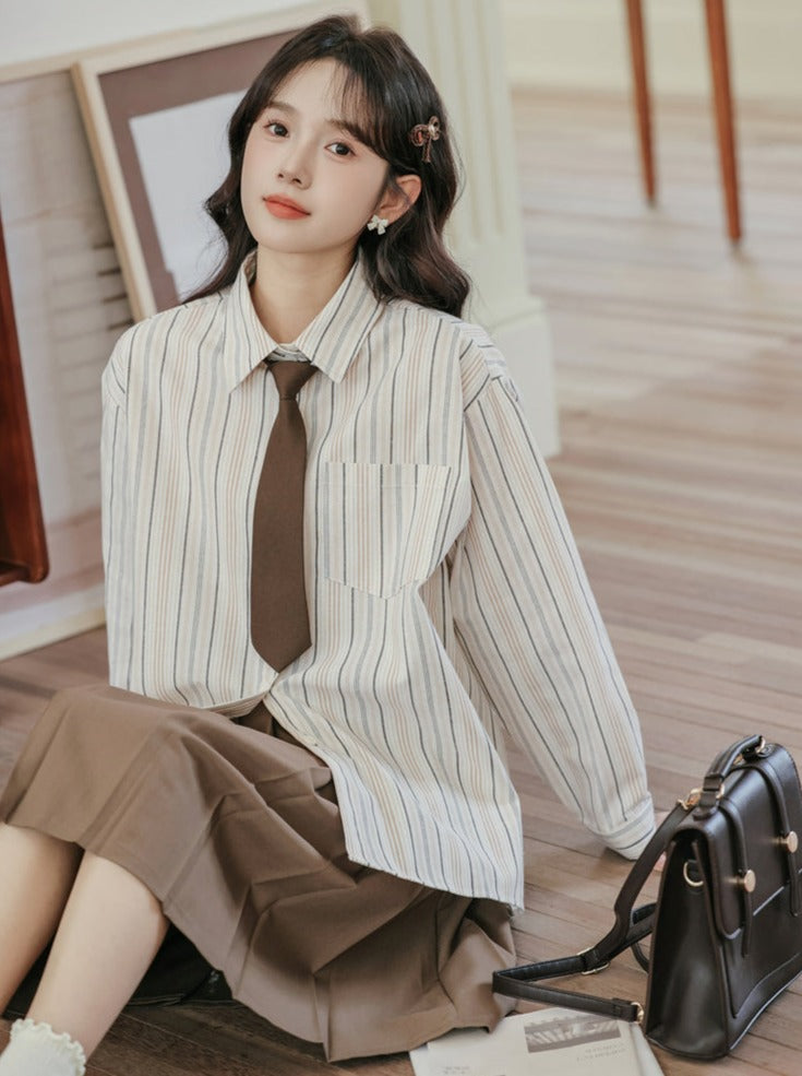 College Style Tie Stripe Shirt