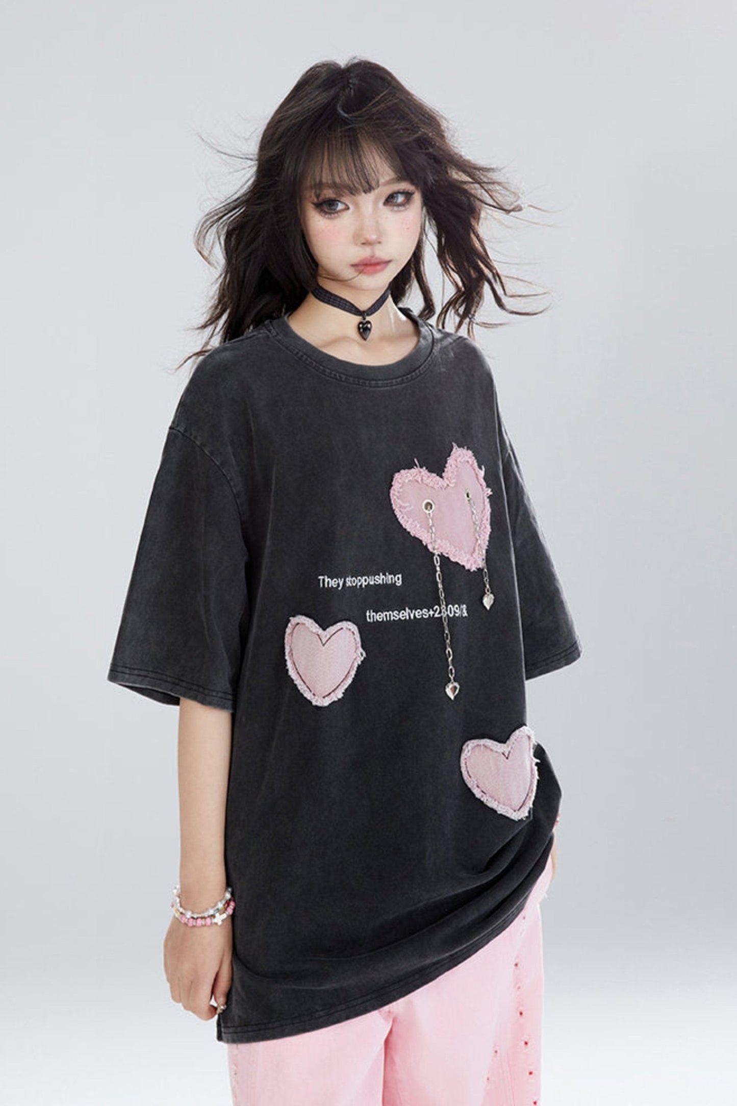 Sweet cool chain patch T -shirt