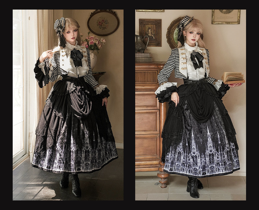【予約商品】チャーチクワイアゴシックロリータハウンドストゥースドレスアンドプリンススーツフルセット＋コンプリートセット＋ハット