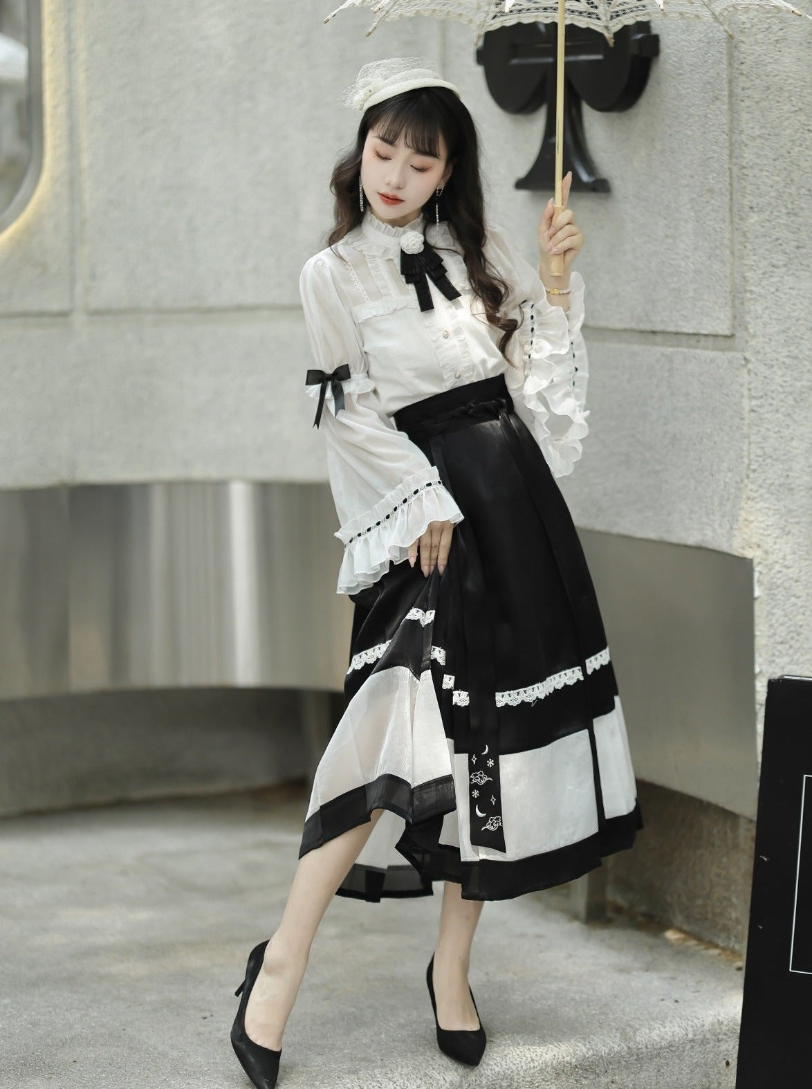 Ribbon Shirt + China Skirt