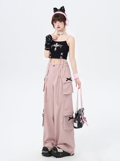 [5.31 limited time 95% off] original summer thin sweet cool street straight loose wide-leg pants cargo pants tide girl