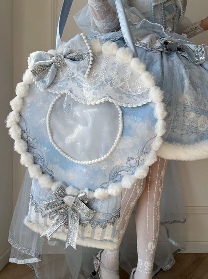 [Deadline for reservations: December 10] Snow Rabbit Ball Blue and Silver Halter Neck Fur Dress Complete Set
