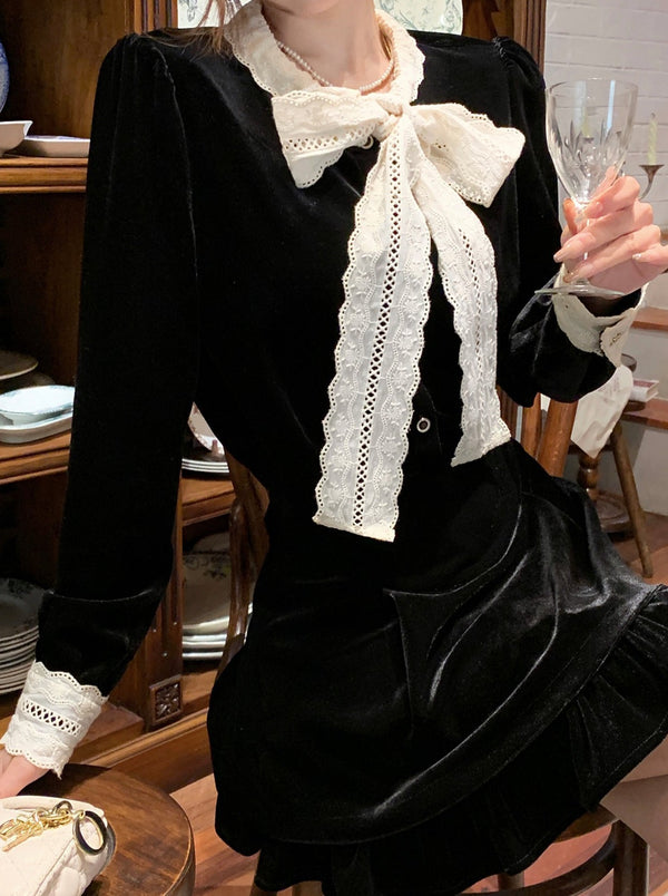 Xiaoshan Fen Suit Black Bell Bet Tops + Culott