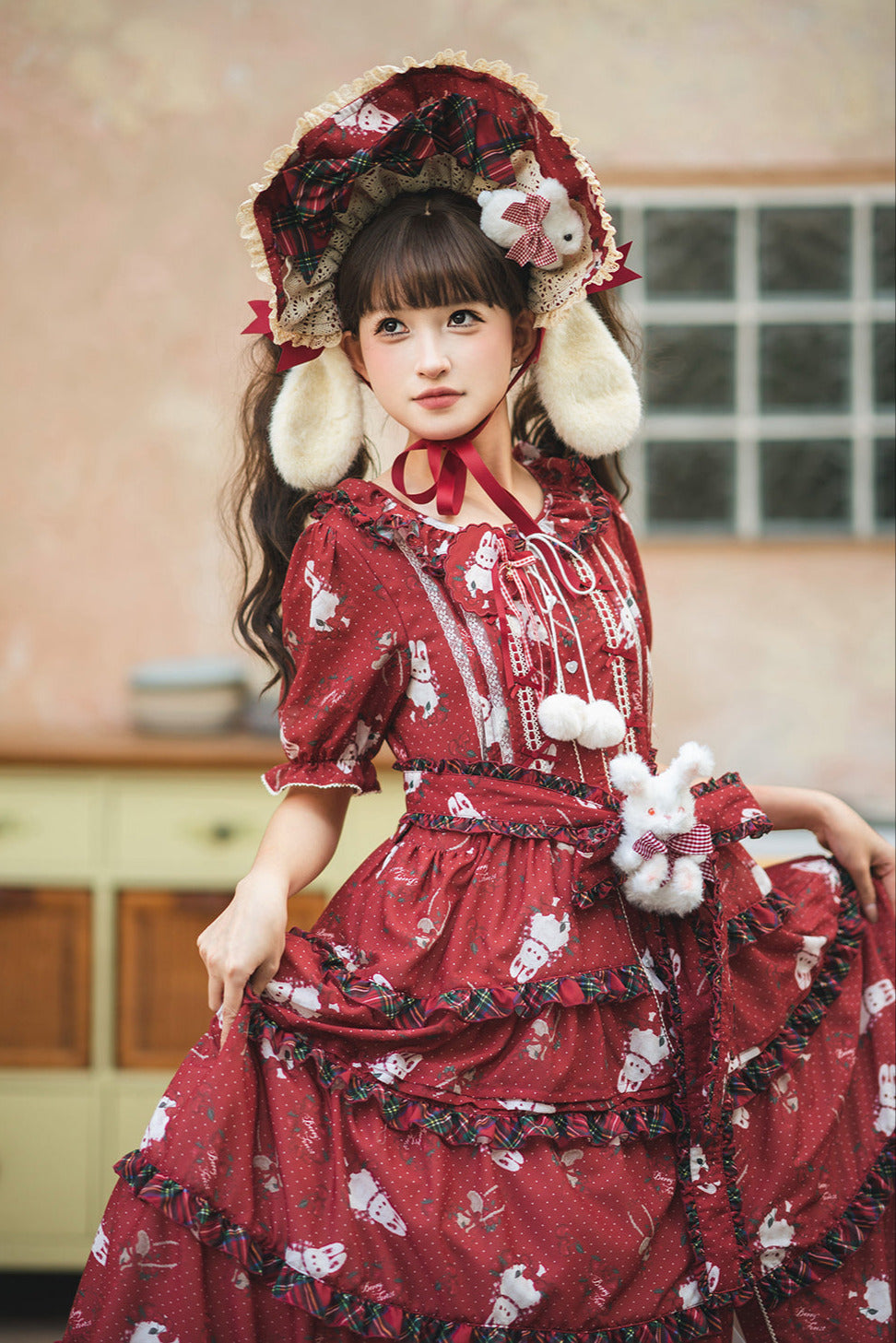 [Pre-order Deadline: January 31] Forest Berry Rabbit Series Daily Puff Sleeve Dress