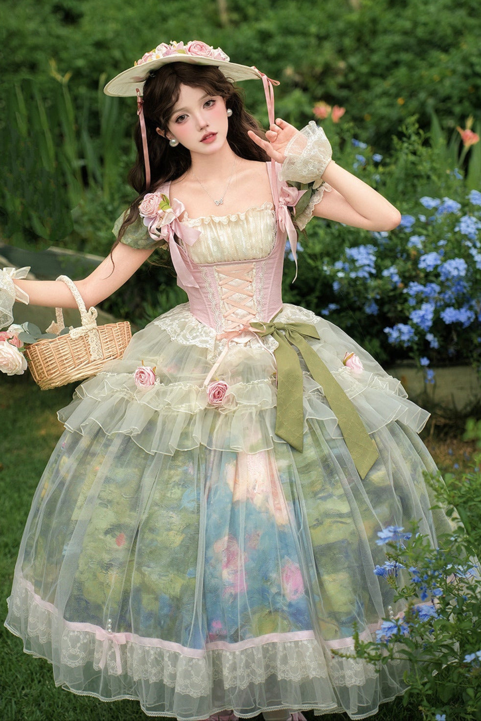 [Pre-order Deadline: May 15] Monet Garden Oil Handle Classical Chiffon Dress + Bustier