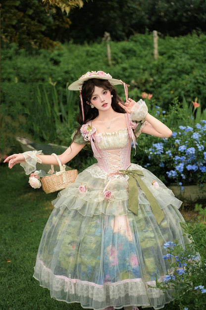 [Vorbestellung bis 4. Juli] Monet-Garten-Ölgriff-Klassik-Serie Hut + Handärmel + Rosenkreis