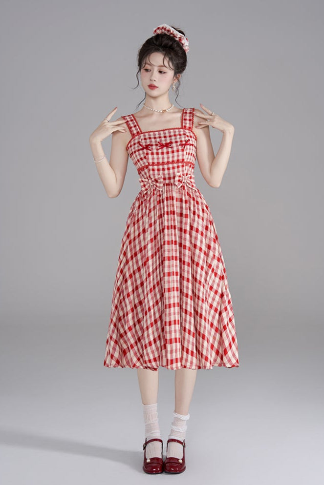 Sleeveless Checkered Summer Dress