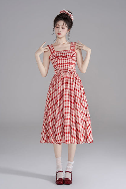 Sleeveless Checkered Summer Dress
