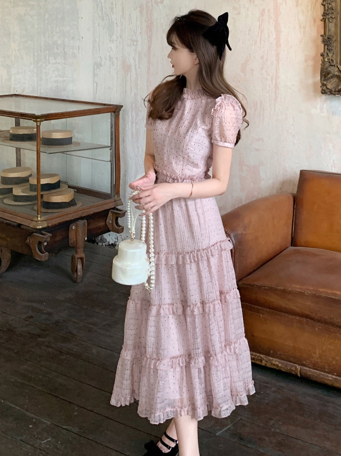 [Reservations] Dusty Pink Ruffle Top + Pink Tender Cake Long Skirt