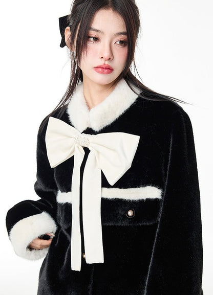 Big Ribbon Loose Fur Coat