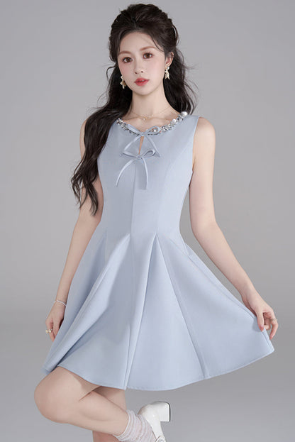 リボンノースリーブフリルドレス