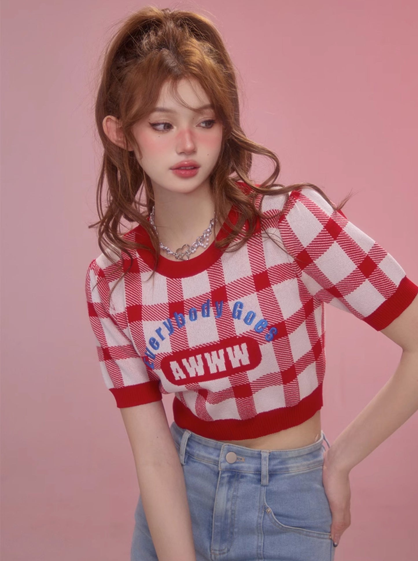 Gingham Check American Short Tops