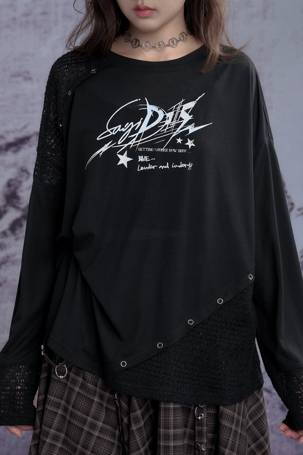 ダークパッチワークストリートスタイルトップス